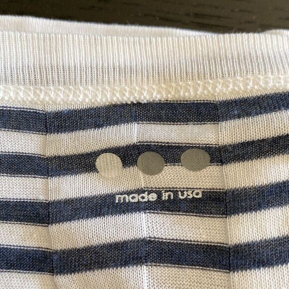 Three Dots Small Nautical Button Up Long Sleeve Shirt Stripes Texture - Picture 5 of 7